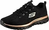 Skechers Graceful Get Connected Regular, Zapatillas Mujer, Black Mesh Rose Gold Trim, 39 EU