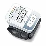 Beurer BC 28 Tensiómetro de muñeca con detección de arritmias, medición totalmente automática de la tensión arterial y el pulso, indicador de riesgo codificado por colores, blanco, 14.5-19.5 cm