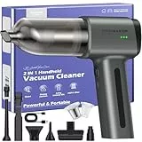 Bemkia Aspirador de Mano, 28000Pa Mini Aspirador Recargable 4 en 1 con Motor sin Escobillas - Aspiradora Portátil sin Cable para Coche, Oficina, Hogar y Cocina (Plateado)