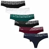 INNERSY Tanga Mujer Encaje Sexy Tangas Alogodon Sauve String Bragas Baja Ropa Interior 6 Pack (M, Clásico Multicolor)
