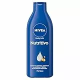 NIVEA Body Milk Nutritivo (1 x 400 ml), leche corporal que hidrata durante 72 h, crema hidratante corporal con aceite de almendras y ácido hialurónico, para piel seca