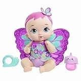 My Garden Baby Mariposas hago pipí Magenta Muñeco de juguete con manta mariposa, biberón y pañal, regalo para niños y niñas +18 meses (Mattel GYP10)