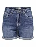 ONLY Pantalones Cortos de Mezclilla de Cintura Alta para Mujer de la Marca, cómodos para el Verano., Color:Azul-3, Talla:S