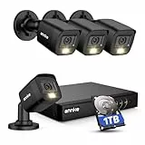 ANNKE 3K Lite 8CH DVR con Detección Personas/Vehiculos, 4X 1080P Visión Nocturna en Color Cámaras Kit de Videovigilancia con Disco Duro 1TB, Alarmas por Email, Grabación 24/7, Luz Dual Inteligente