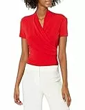 DKNY Blusa de Manga Corta para Mujer, Amapola, Large