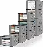 edihome, Cajas Almacenaje Ropa, Bolsas para Guardar Ropa, Organizador Armario, con Asas Reforzadas, Cajas Organizadoras, Fundas de Tela Resistente (Gris claro, Pack de 10)