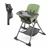 Kinderkraft FOLDEE Trona Bebé, ergonómica, cómoda, reclinable, plegable, reposapiés ajustable, bandeja doble desmontable, para niños pequeños, de 6 meses a 3 años, Verde