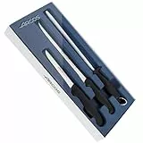 Arcos Set Jamonero 3 Piezas - Cuchillo Jamonero, Deshuesador, Chaira y Estuche - Acero Inoxidable NITRUM. Mango Ergonómico de Polipropileno Color Negro. Serie 2900