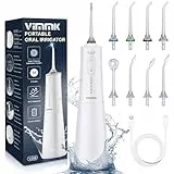 Vimmk Irrigador bucal inalámbrico, Irrigador Dental de Agua con Irrigador Oral Dental Recargable Impermeable IPX7 para Viajes a Casa (Blanco)