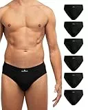 DANISH ENDURANCE 6 Pack Calzoncillos Slip de Algodón Hombre, Cintura Cómoda, Sin Etiquetas, 6 x Negro, Medium