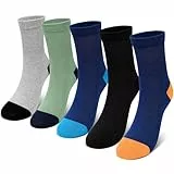 PUTUO Calcetines Niña Niño de Algodón: Calcetines con Borde Ancho Sin Costuras Infantiles Talla 31-34 – Suave Transpirable 8-11 años Mixto 5 Pares