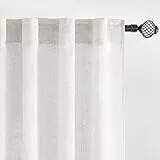 MIULEE Juego de Cortinas de Lino Translúcido de Dos Piezas Cortinas para Salón Dormitorio Cortinas Modernas para Dos Puertas de Balcón 2 Piezas Lino Blanco 225x140cm (HxL)