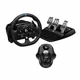 Logitech G G923 Volante de Carreras y Pedales, TRUEFORCE Force Feedback, Cuero Auténtico + Palanca de Cambio Logitech G Driving Force, Xbox X|S, Xbox One, PC, Mac, Negro
