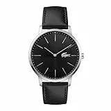 Lacoste Reloj Analógico de Cuarzo para Hombre Colección Moon con Correa de Cuero Negra - 2011016