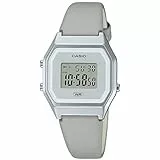Casio Reloj Cuarzo Mujer 33.50mm con dial Digital Gris y Correa de Pulsera de Cuero Gris LA680WEL-8EF
