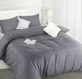 Utopia Bedding Funda Nordica Cama 150 - Microfibra Juego de Funda Edredon 230x220 cm y 2 Fundas de Almohada 50x75 cm (Gris)