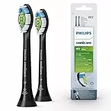 Philips Sonicare Cabezales Originales W2 Optimal White Standard para Cepillo de Dientes Eléctrico Sónico – Paquete de 2 unidades en Negro (Modelo HX6062/13)