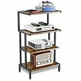 Aquzee Estanterías de Madera Mueble Tocadiscos, Estante para Consolas con 4 Repisas, Mueble Equipo HiFi con Soporte Mandos para Gamepad/Videojuegos/Reproductor DVD 45An. x 28Pr. x 77Al.cm