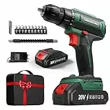 Taladro Atornillador Batería 20V, Taladro Bateria par Máximo de 42Nm, Taladro Inalámbrico de 2 Velocidades, Apto para Baterías Makita, 25+1 Niveles de Par, Batería 2000mAh, Portabrocas 10mm, Luces LED
