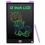 Coolzon Tableta de Escritura Color LCD 12 Pulgadas, Pizarra Digital Infantil, Portátil Tableta Gráfica Dibujo Borrable para niños y Adultos con Botón de Bloqueo, Morado Oscuro