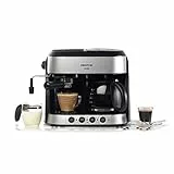 PRIXTON Bari - Cafetera Doble/Cafetera Expresso 3 en 1: Espresso, Americano y Cappuccino, 15 bares de Presión, Potencia 1850 W, Doble Sistema Italiano y Americano de Goteo, Vaporizador integrado