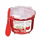 Sistema arrocera para microondas | 2,6 l | Arrocera pequeña apta para lavavajillas | Sin BPA | Rojo