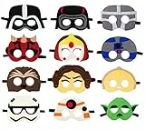 Máscaras de Star Wars, máscaras de fiesta de Yoda para niños, juego de 12 máscaras y cuerda elástica, accesorios de juego de simulación de cosplay, regalo para niños y niñas
