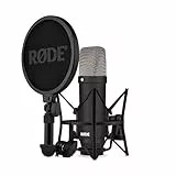 RØDE NT1 Signature Series micrófono de condensador de gran diafragma de la con soporte antivibraciones, filtro antipop y cable XLR para producción musical, grabación de voz, streaming y podcasting