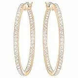 Swarovski Pendientes de aro Sommerset, Blancos, Baño tono oro rosa