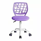 FurnitureR Silla de Gaming para niños, Silla de Oficina, Silla Gamer, Silla de Escritorio, diseño Moderno ergonómico, sin Brazos, Ajuste de Altura del Asiento, Ruedas de Goma, Color Lila