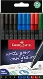 Faber-Castell Grip Finepen Office 151691 - Set de 10 rotuladores finos, ancho de línea 0,4 mm, negro, azul, rojo, verde