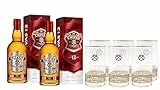 Chivas Regal 12 años Whisky Escocés de Mezcla, Pack de 2 botellas y 6 vasos de regalo, 700 ml