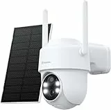 GALAYOU Cámara Vigilancia WiFi Exterior Solar - 2K Cámaras de Vigilancia sin Cable con Batería, Visión Nocturna en Color, Sirena, Sensor de Movimiento PIR, Audio Bidireccional, IP65, R1