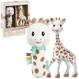 Sophie la Girafe - caja regalo recién nacido + sonajero diente - incluye 1 sonajero de tela + juguete masticable de caucho 100% natural - set de actividades para niños