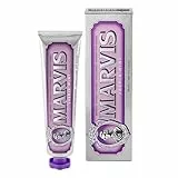 Marvis Pasta de dientes de menta y jazmín, 85 ml, dentífrico que ayuda a eliminar la placa y cuida las encías, higiene dental, frescor duradero