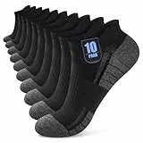 Effeet 10 Pares Calcetines Tobilleros Hombre Mujer, Calcetines Cortos Algodón Transpirables, Ideales para Deporte, Correr, Casa, Trabajo, Verano, Negro 43-46