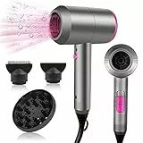 Faszin Secador de pelo iones 2000W Secadores de pelo profesional iónico, Hair Dryer viaje negativos portátil de 3 temperaturas (frío y caliente), con boquilla de cabeza de soplado