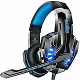 Ozeino Cascos Gaming para Ps4 Ps5 PC Switch Xbox, Auriculares Gaming con Sonido 3D Estéreo Micrófono de Cancelación de Ruido Luz RGB, Cascos con Cable para Laptop Teléfono Mac
