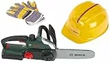 Theo Klein 8456 Kit de Trabajador Bosch, Motosierra Resistente con luz y Sonido, Casco y Guantes de Trabajo Juegos de rol, Juguetes para niños a Partir de 3 años
