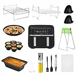 Weigudoc Accesorios para Freidora de Aire, Paquete de 12, Accesorios para Freidora de Aire de 8 Pulgadas para Freidora de Aire Ninja Foodi Af300eu Af400eu Princess 182074 7.6-9.5l Cesta Doble