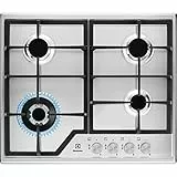 Electrolux KGS6436SX Placa de gas, 4 fuegos, Quemador Wok, 1 ultrarápido, Mandos Frontales, Calor Instantaneo, Autoencendido electrónico, Termopar de Seguridad, Inox, 60 cm