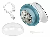 BEPER 50.245 Quitapelusas recargable por USB con cuchillas de acero, Elimina pelusas y nudos, Blanco/Azul