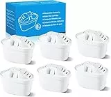 Mutital Cartuchos de filtro de agua 6 piezas de repuesto para filtro de agua Brita Maxtra + Cartuchos de filtro, Aquaphor, Cartuchos de filtro compatible con jarra Brita, Dafi (6)