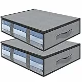 AiQInu Cajas Almacenaje Ropa, 2 Set Plegables Bajo Cama Bolsas con Ventana Transparente, Cama Organizador Armario para Ropa Mantas Edredones 60 x 45 x 15cm
