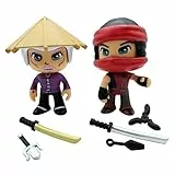 Pinypon Action The Ninja Sensei&Kohai, 2 Figuras de Acción Ninja, Muñeco Maestro y Aprendiz, con 6 Accesorios de Juego, Juguete para Niños y Niñas Desde 4 Años, Famosa (PNC28000)