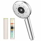 YEAUPE PRO Alcachofa de ducha de 110 mm, 6 tipos de chorro, totalmente cromada, incluye 2 filtros de repuesto, alta presión de agua y reducción de cal