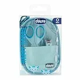 Chicco Happy Hand - Set de cuidado de uñas para bebés: tijeras, corta uñas, lima y cepillo, color azul