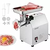 VEVOR Picadora de Carne Eléctrica de Encimera con Cuchilla, Capacidad de 2,5 kg/min, Placa de Molienda, para Hacer Salchichas, Acero Inoxidable, para Cocina y Restaurante, 375 x 240 x 420 mm