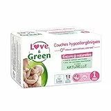 Love and Green - Pañales hipoalergénicos ecológicos, talla 1 (nacimiento de 2 a 5 kg)