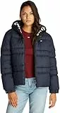 Tommy Jeans Cazadora Acolchada Mujer Quilt Rouch Tape Jacket con Capucha, Azul (Dark Night Navy), M
